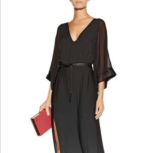 Halston Heritage BLACK GREY DRESS BELT SLIT